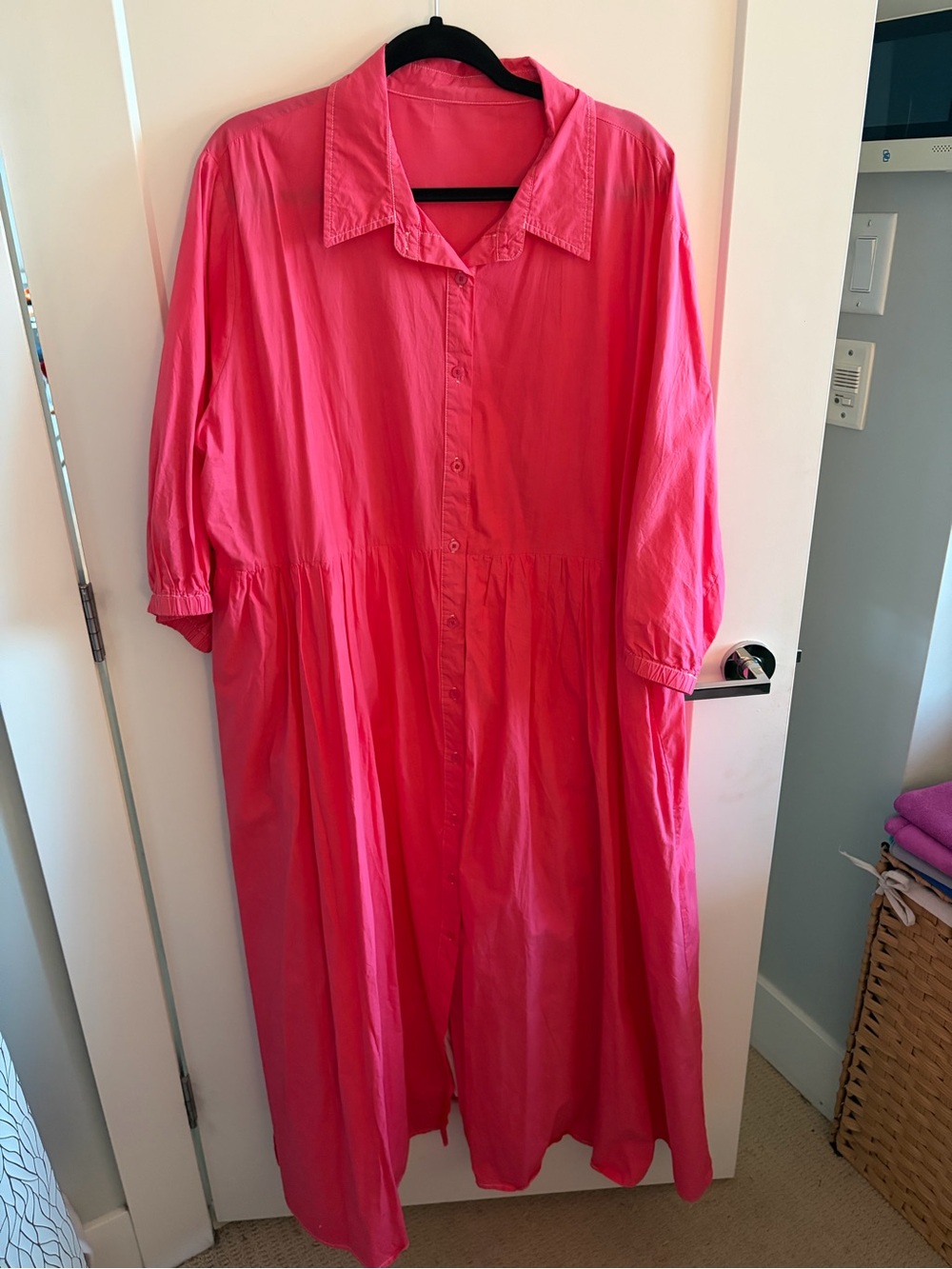 Pink Women's Maxi Button-Front Dress